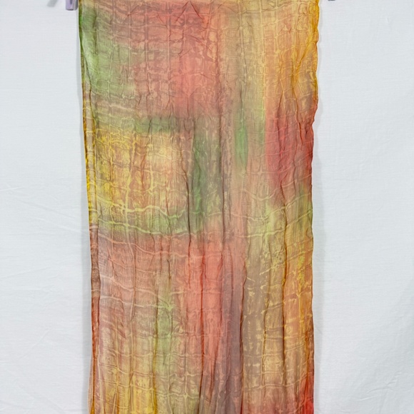 Yellow Orange Tie-Dye Silk Scarf by Delphine Paril - Picture 4 of 7